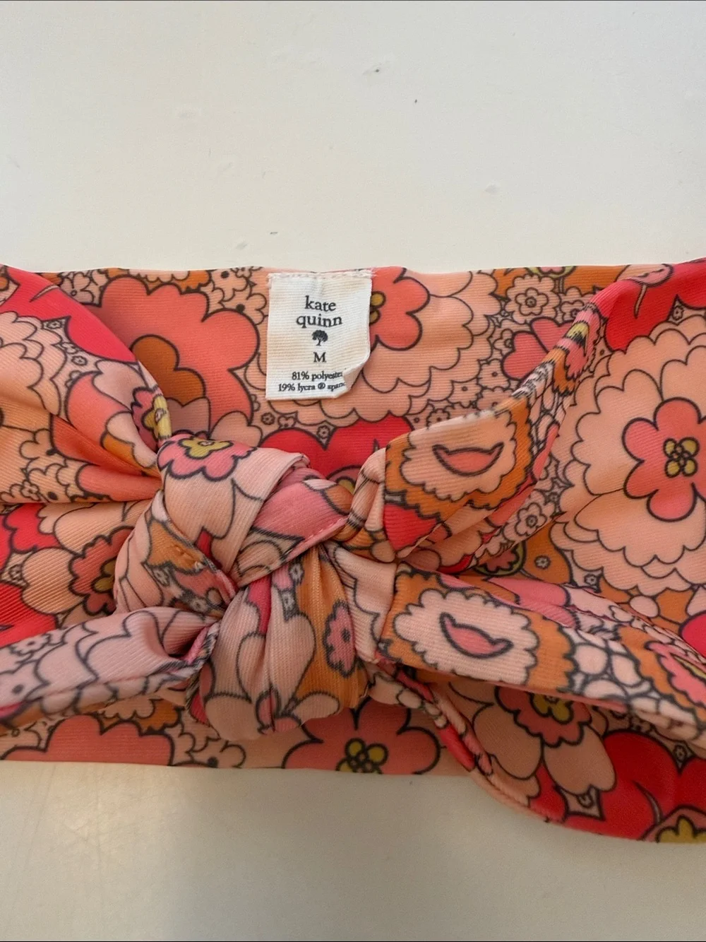 kate quinn Pink and Orange Floral Kids Bikini Set with Headband